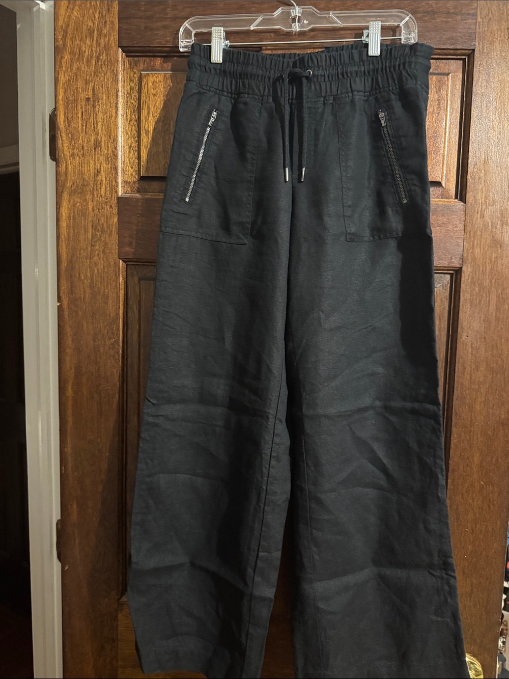 Athleta Cabo linen Black Wide-Leg Pants